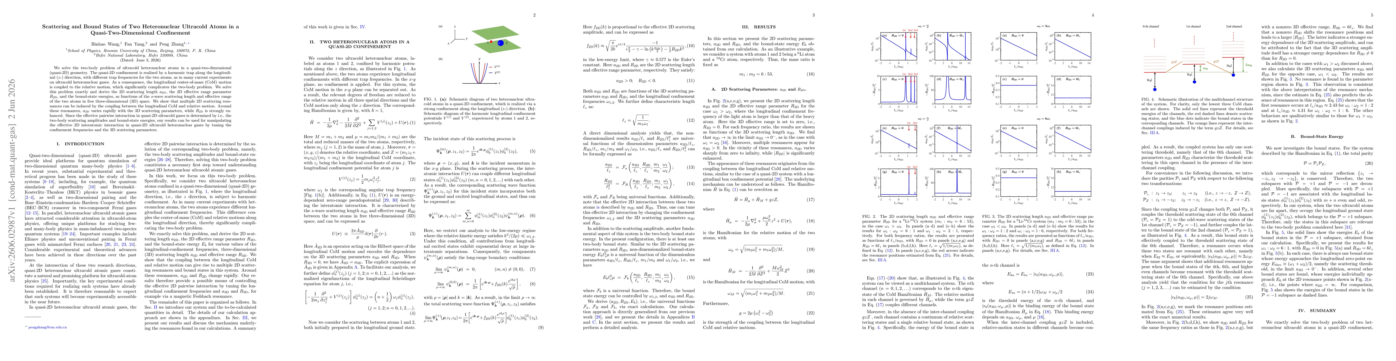 Thumbnail for Scattering and Bound States of Two Heteronuclear Ultracold Atoms in a Quasi-Two-Dimensional Confinement