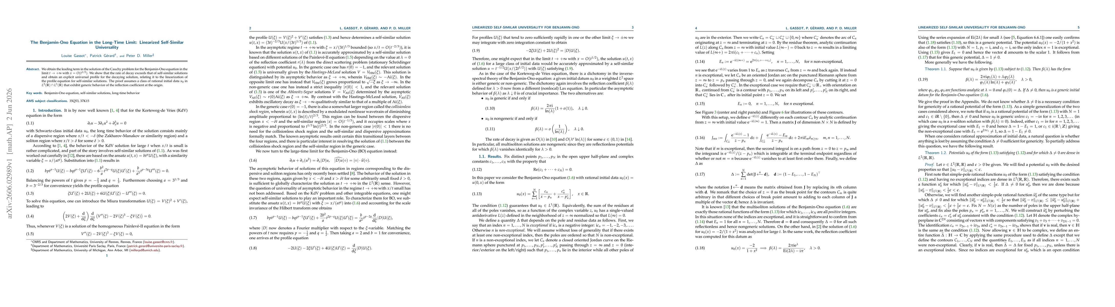 Thumbnail for The Benjamin-Ono Equation in the Long-Time Limit: Linearized Self-Similar Universality