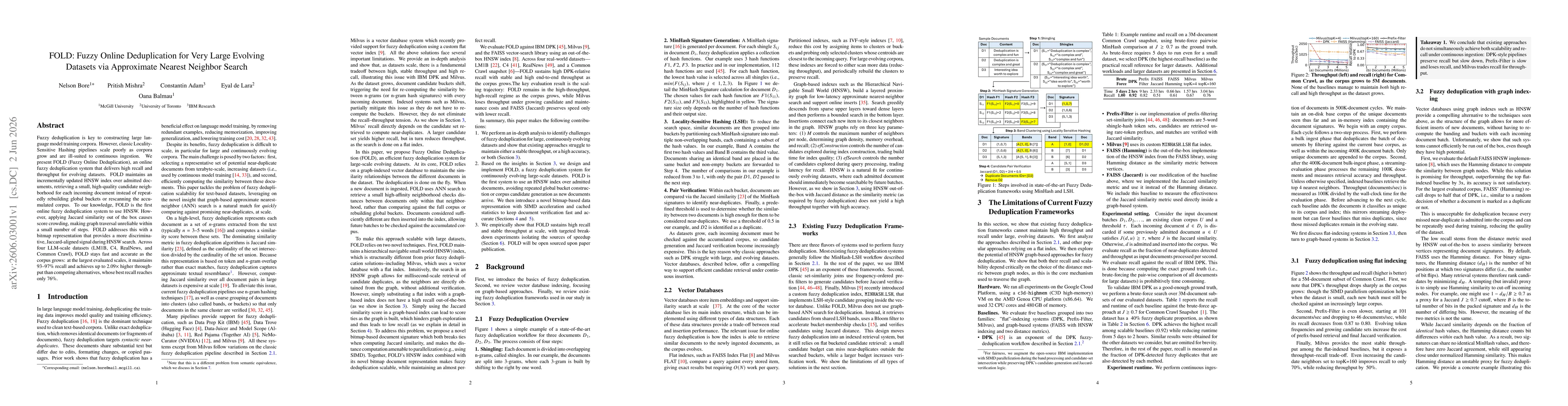 Thumbnail for FOLD: Fuzzy Online Deduplication for Very Large Evolving Datasets via Approximate Nearest Neighbor Search
