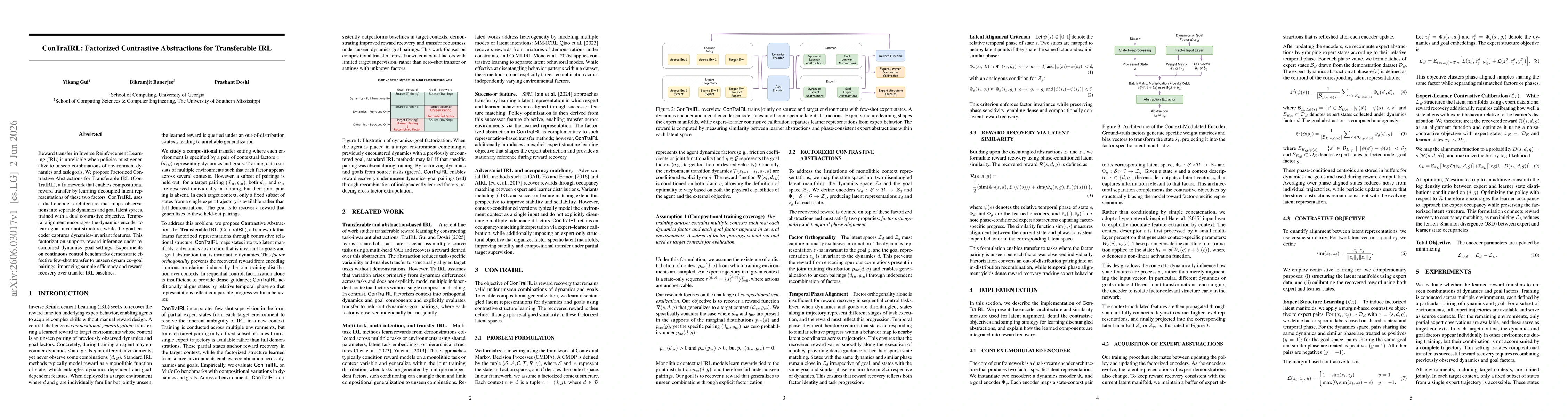 Thumbnail for ConTraIRL: Factorized Contrastive Abstractions for Transferable IRL