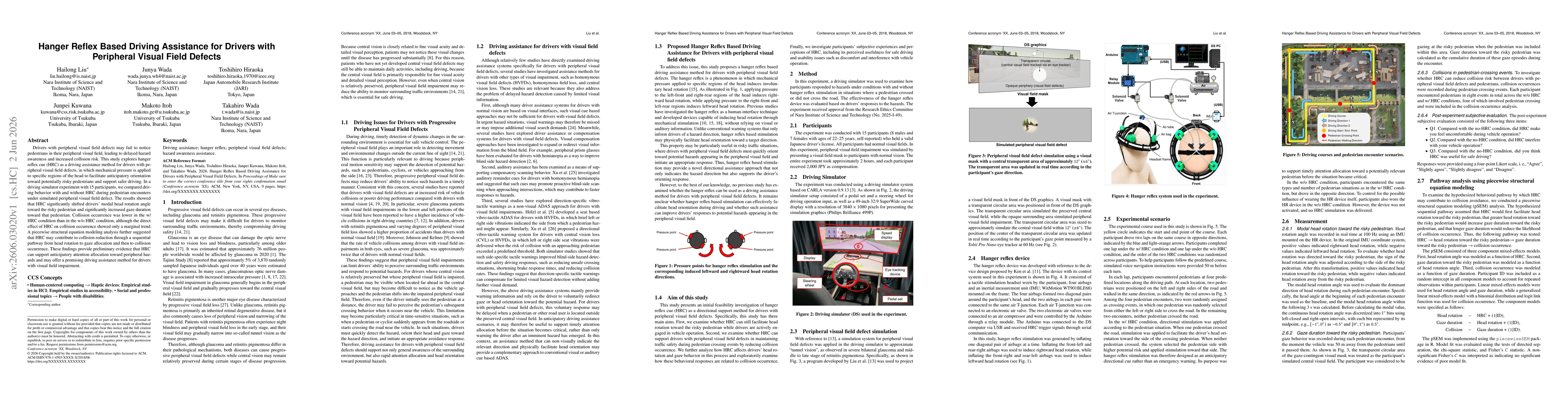 Thumbnail for Hanger Reflex Based Driving Assistance for Drivers with Peripheral Visual Field Defects
