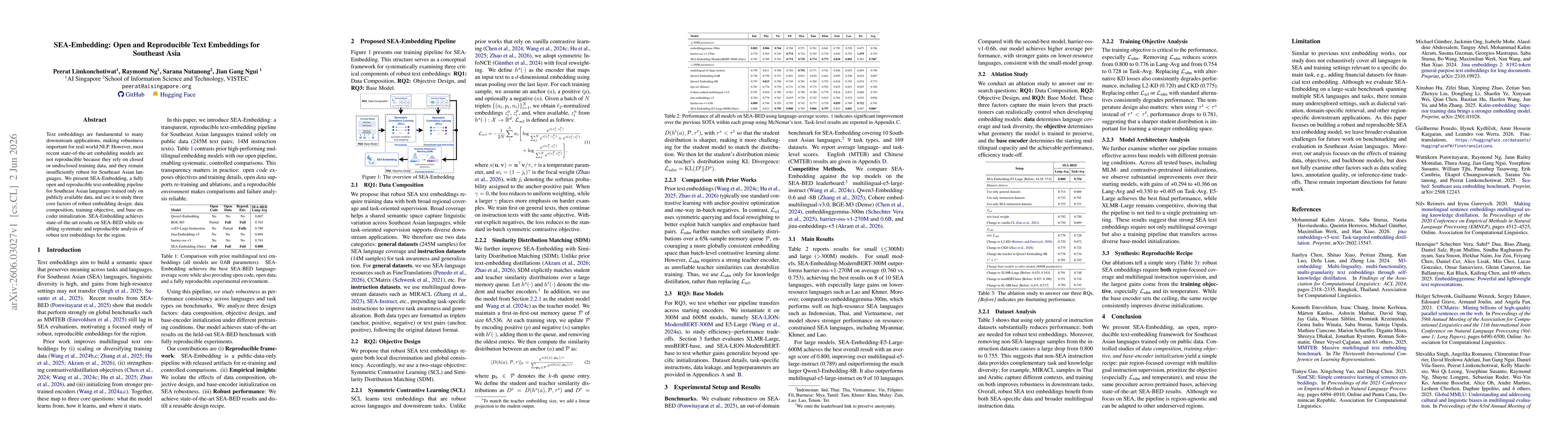 Thumbnail for SEA-Embedding: Open and Reproducible Text Embeddings for Southeast Asia