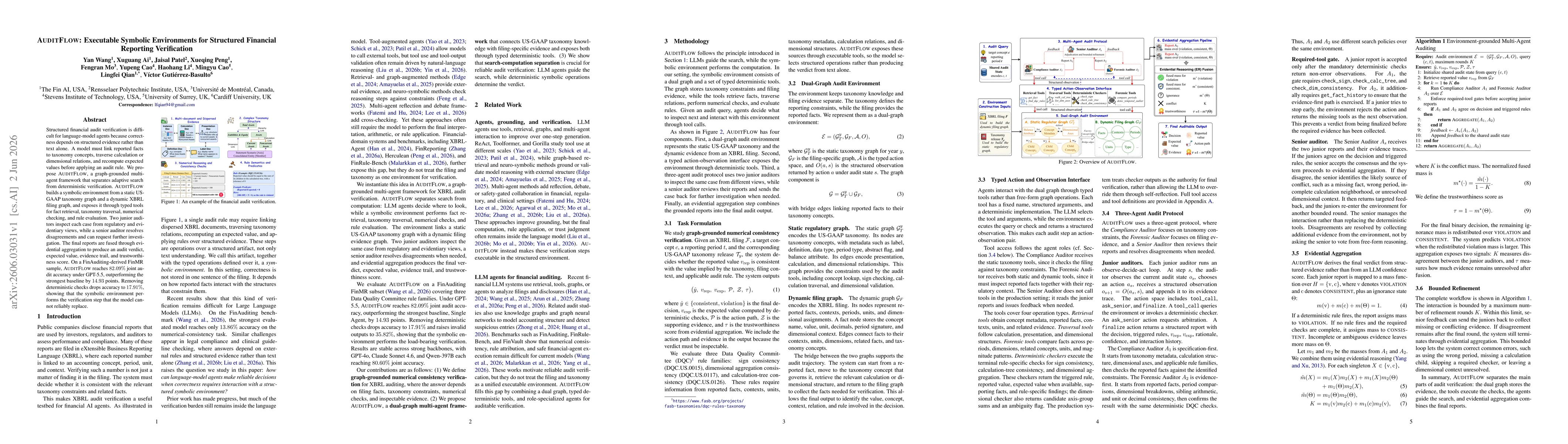 Thumbnail for AUDITFLOW: Executable Symbolic Environments for Structured Financial Reporting Verification