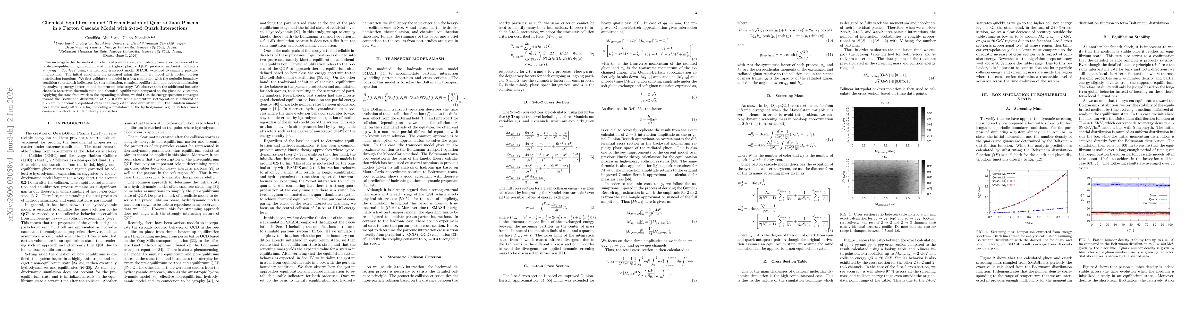 Thumbnail for Chemical Equilibration and Thermalization of Quark-Gluon Plasma in a Parton Cascade Model with 2-to-3 Quark Interactions