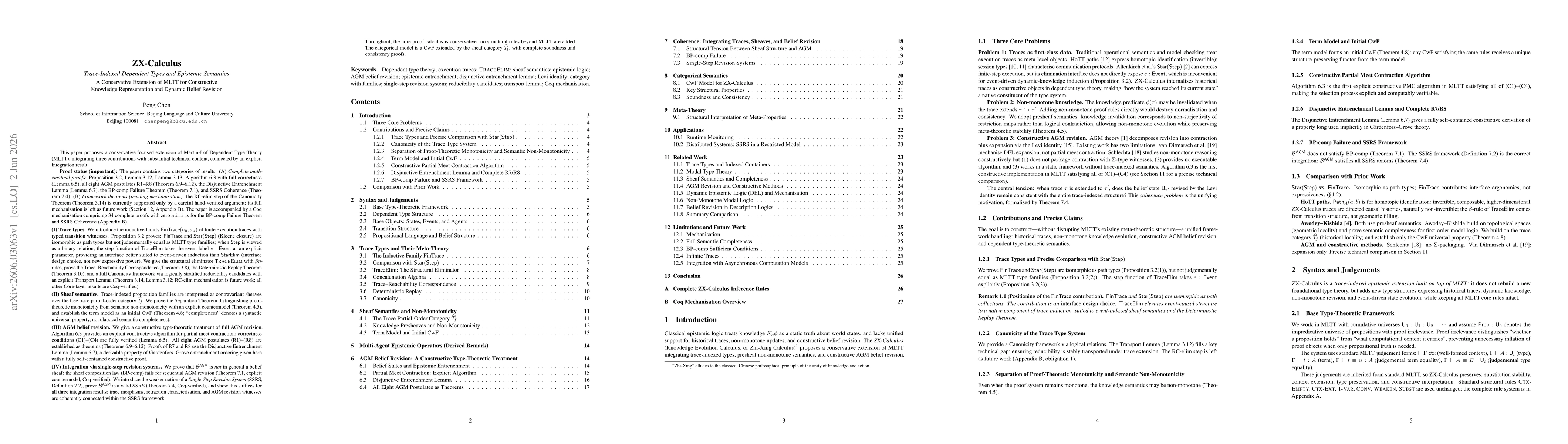 Thumbnail for ZX-Calculus:Trace-Indexed Dependent Types and Epistemic Semantics