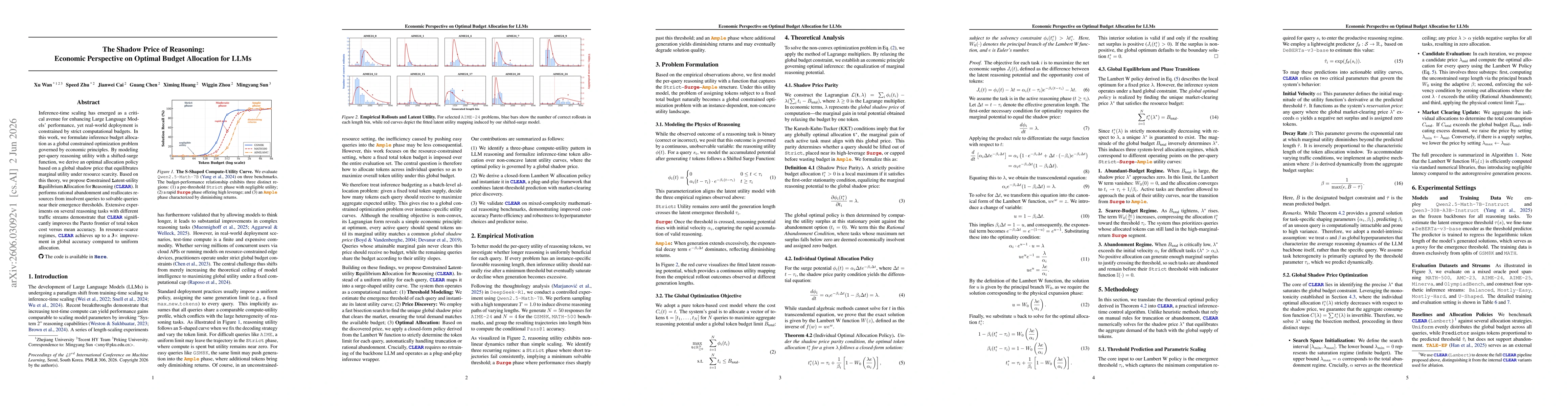 Thumbnail for The Shadow Price of Reasoning: Economic Perspective on Optimal Budget Allocation for LLMs