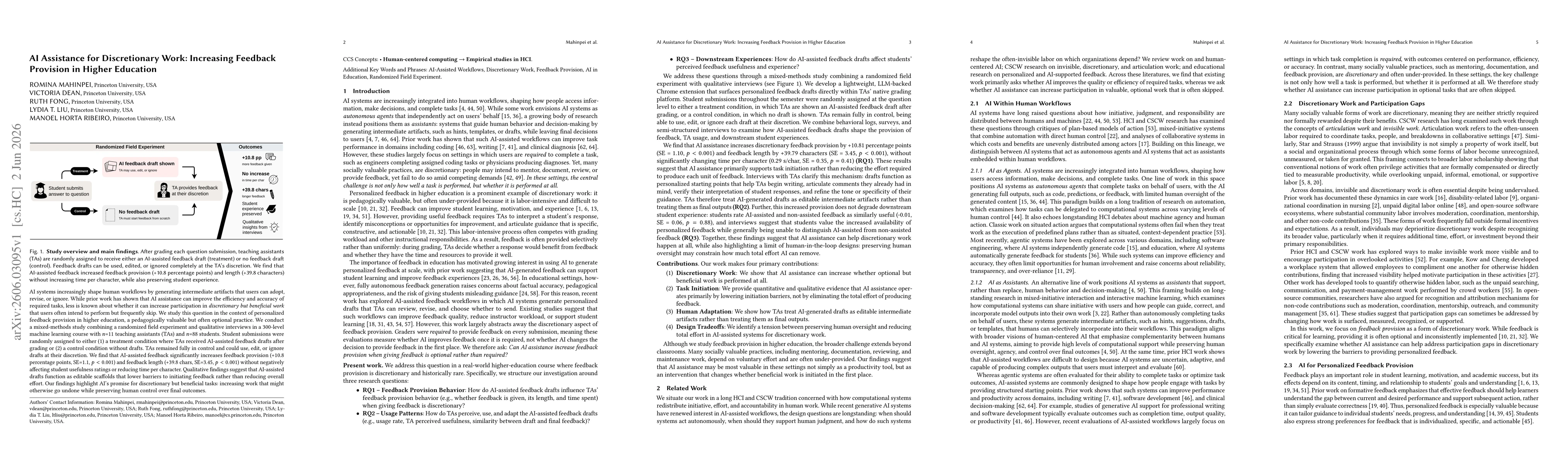 Thumbnail for AI Assistance for Discretionary Work: Increasing Feedback Provision in Higher Education