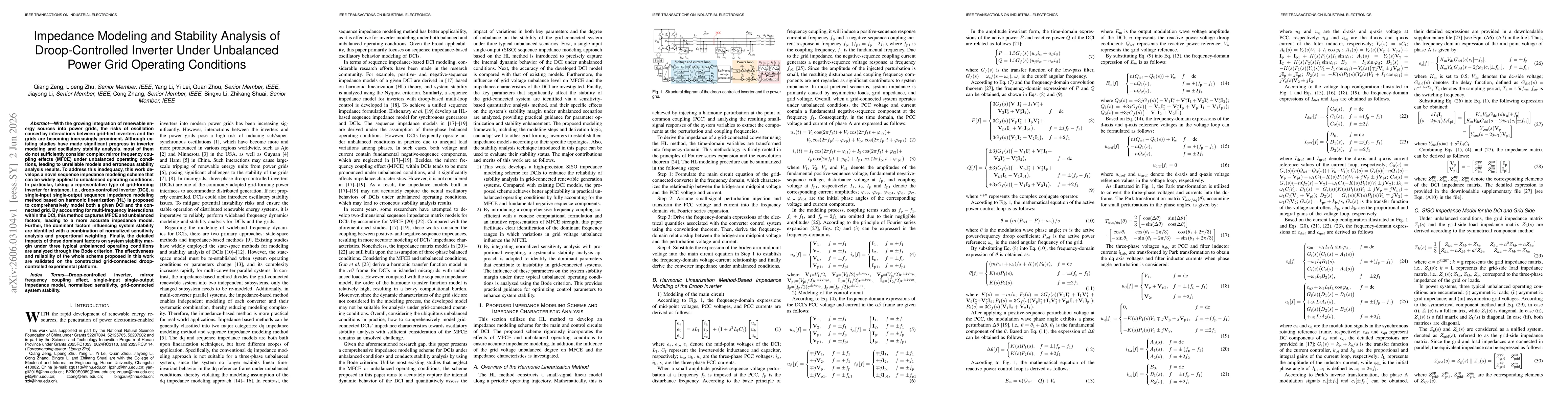 Thumbnail for Impedance Modeling and Stability Analysis of Droop-Controlled Inverter Under Unbalanced Power Grid Operating Conditions