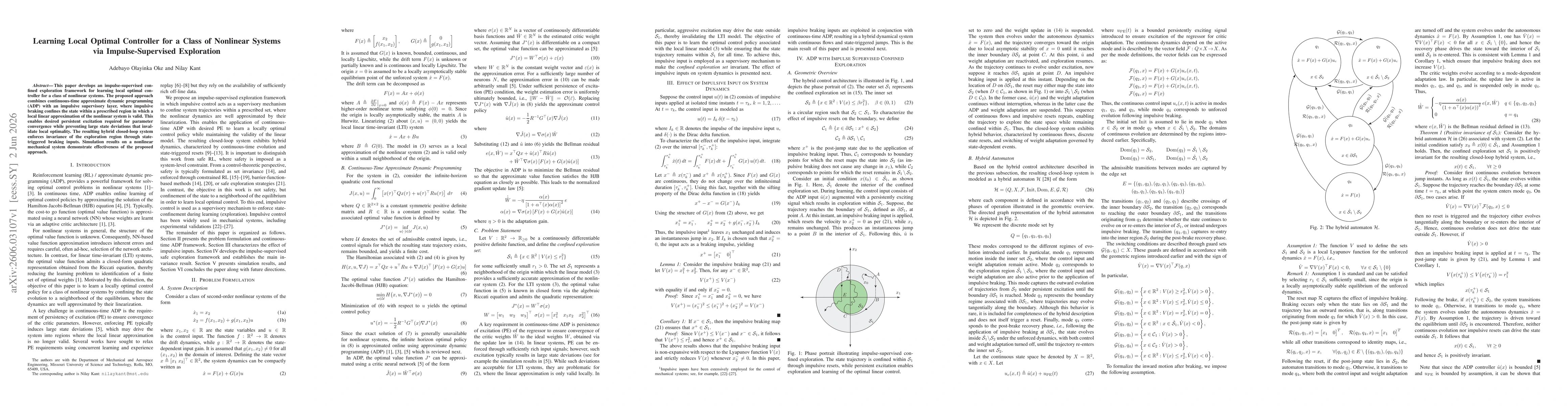 Thumbnail for Learning Local Optimal Controller for a Class of Nonlinear Systems via Impulse-Supervised Exploration