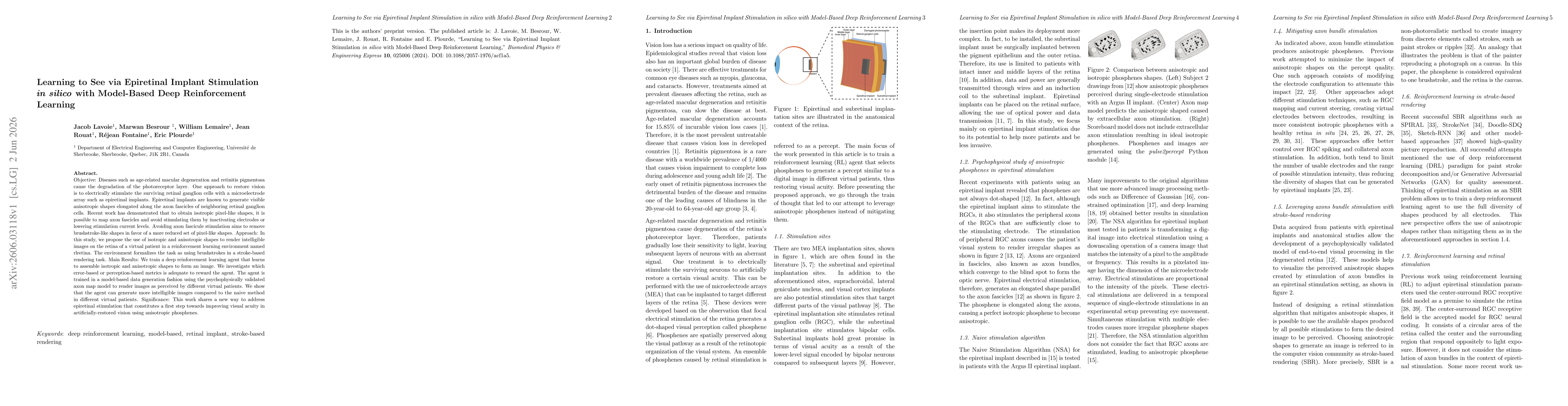 Thumbnail for Learning to See via Epiretinal Implant Stimulation in silico with Model-Based Deep Reinforcement Learning