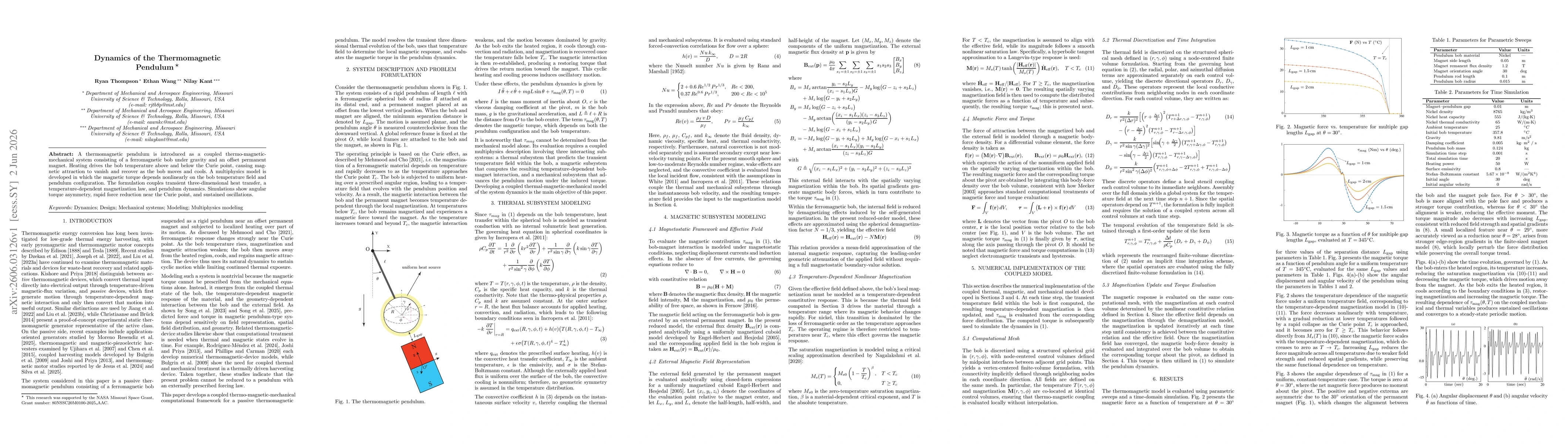 Thumbnail for Dynamics of the Thermomagnetic Pendulum