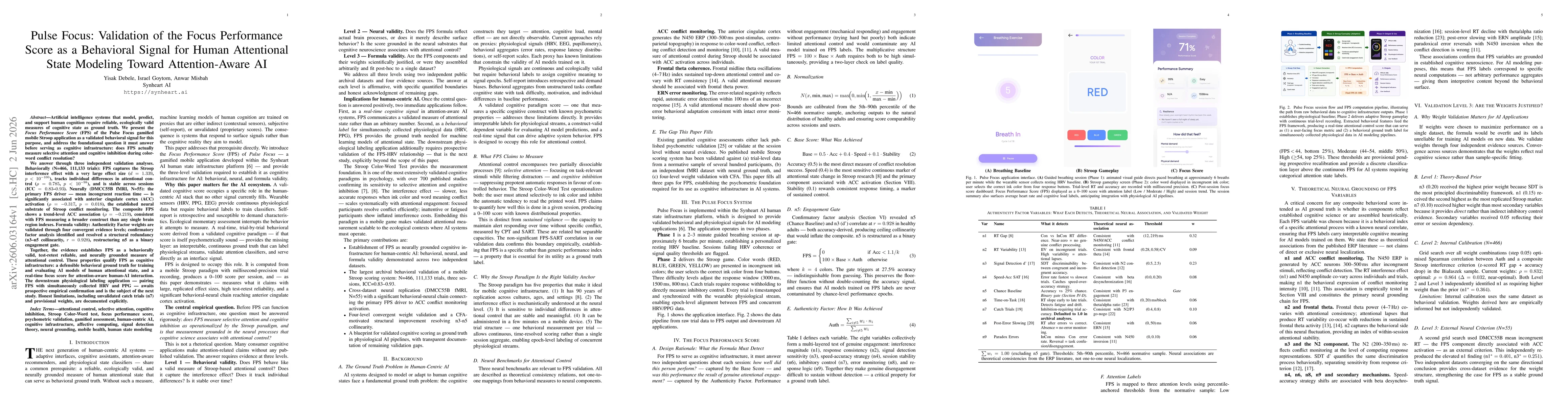 Thumbnail for Pulse Focus: Validation of the Focus Performance Score as a Behavioral Signal for Human Attentional State Modeling Toward Attention-Aware AI