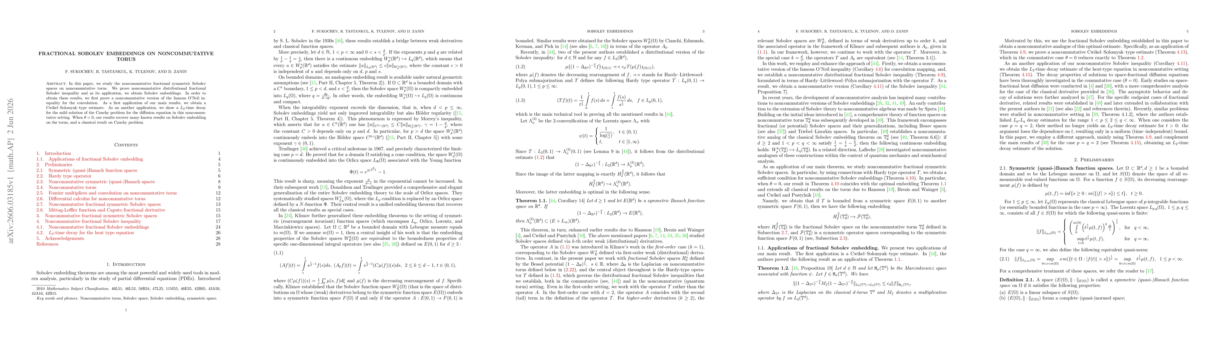 Thumbnail for Fractional Sobolev embeddings on noncommutative torus