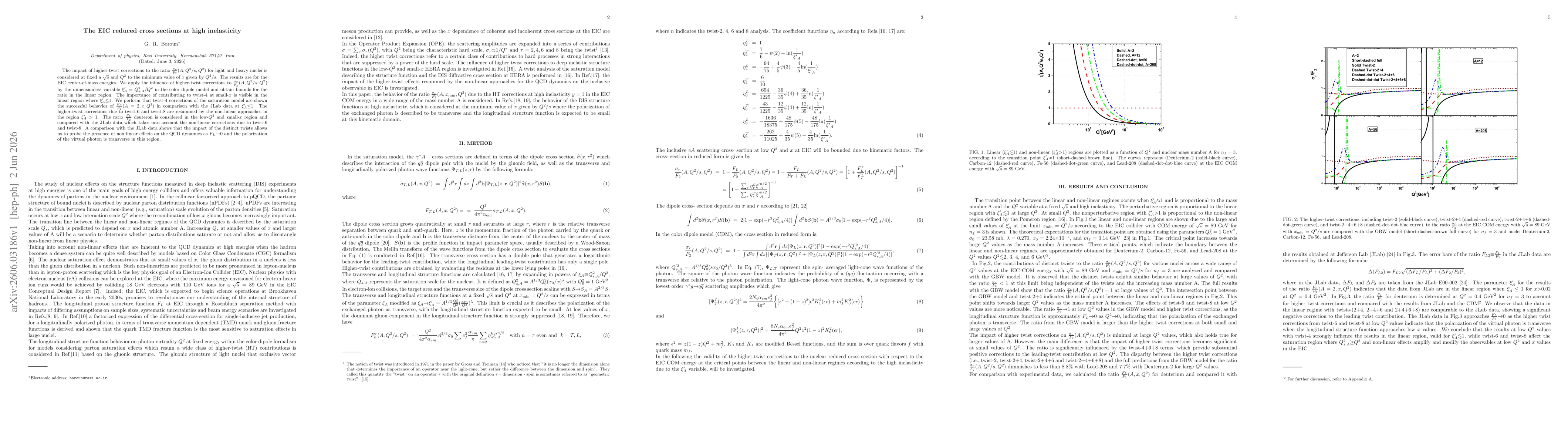 Thumbnail for The EIC reduced cross sections at high inelasticity