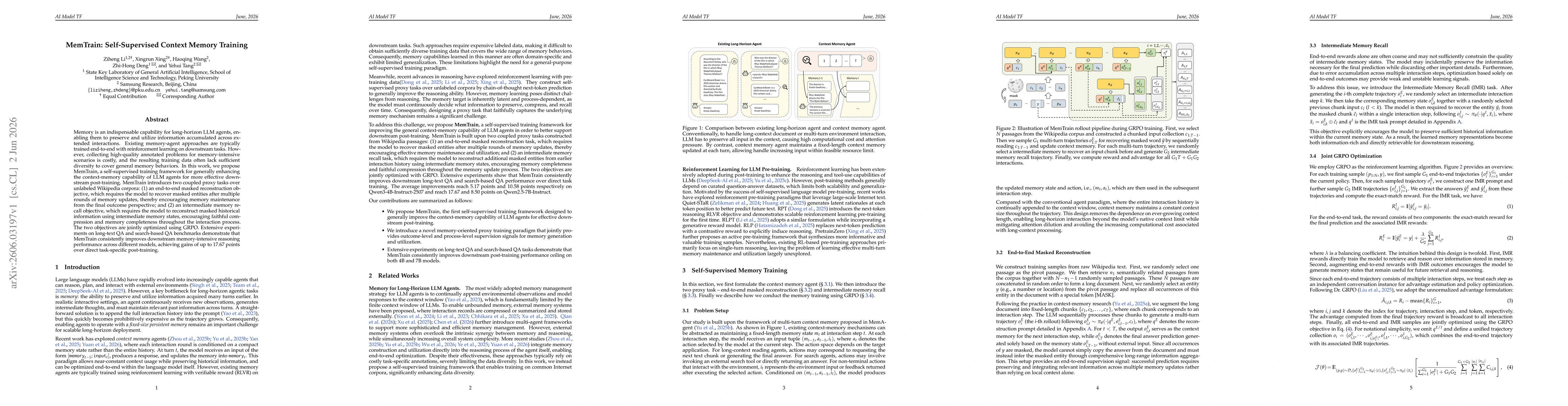 Thumbnail for MemTrain: Self-Supervised Context Memory Training