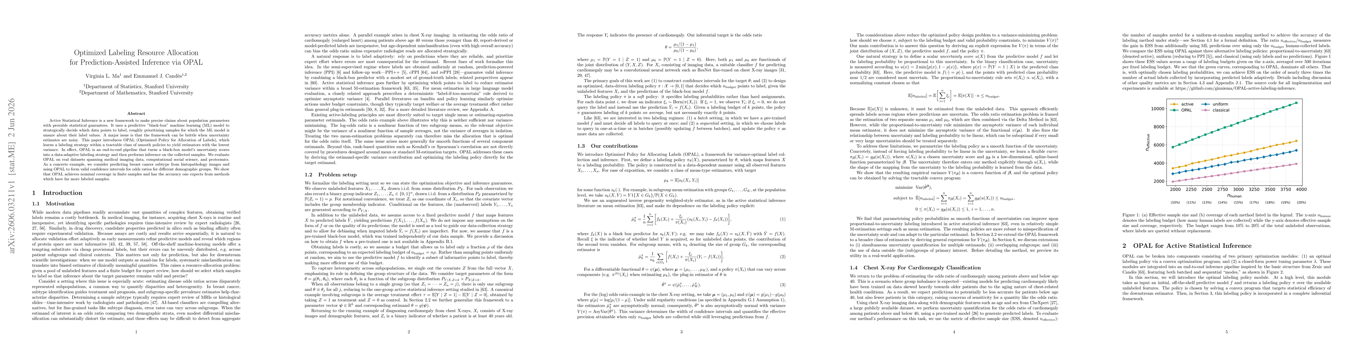 Thumbnail for Optimized Labeling Resource Allocation for Prediction-Assisted Inference via OPAL