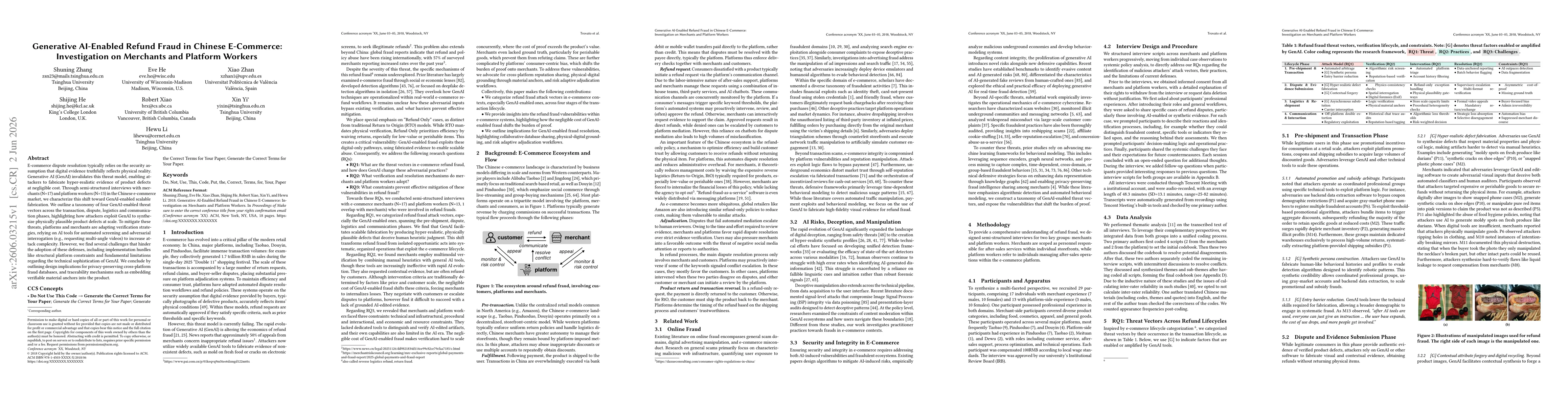 Thumbnail for Generative AI-Enabled Refund Fraud in Chinese E-Commerce: Investigation on Merchants and Platform Workers