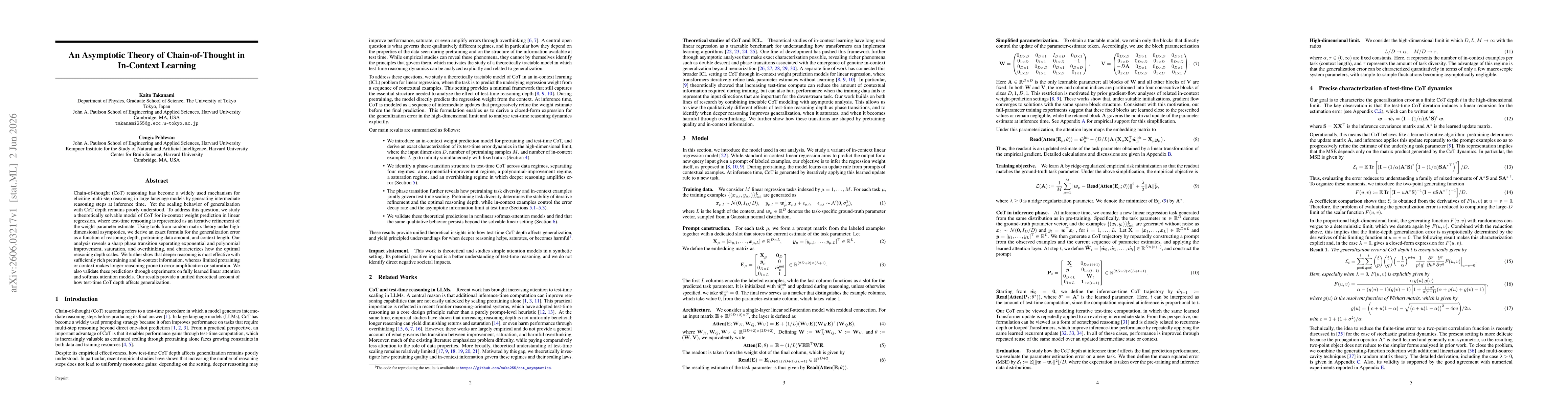 Thumbnail for An Asymptotic Theory of Chain-of-Thought in In-Context Learning