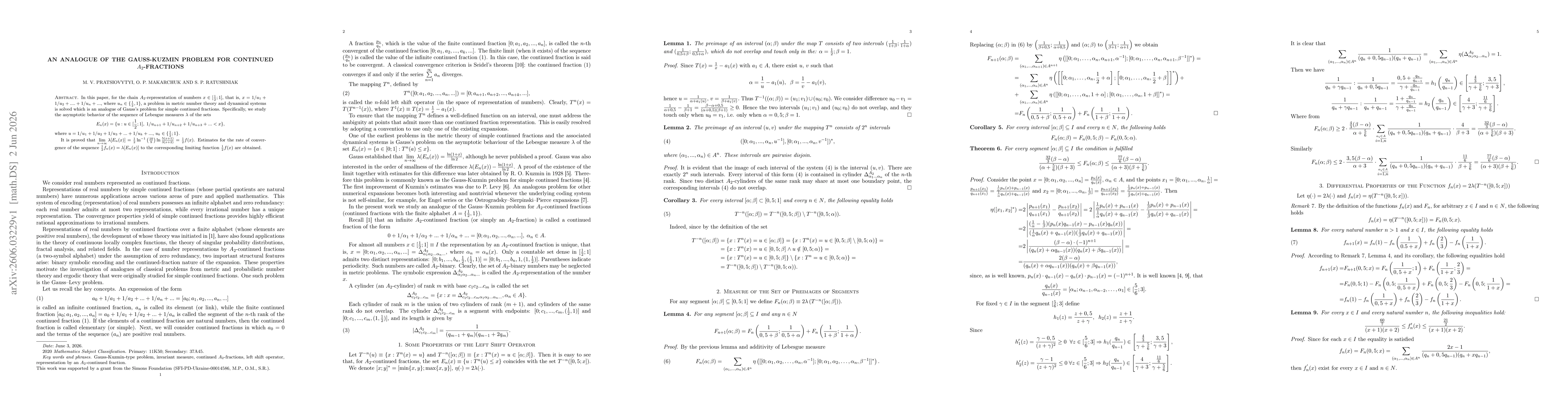 Thumbnail for An analogue of the Gauss-Kuzmin problem for continued A2-fractions