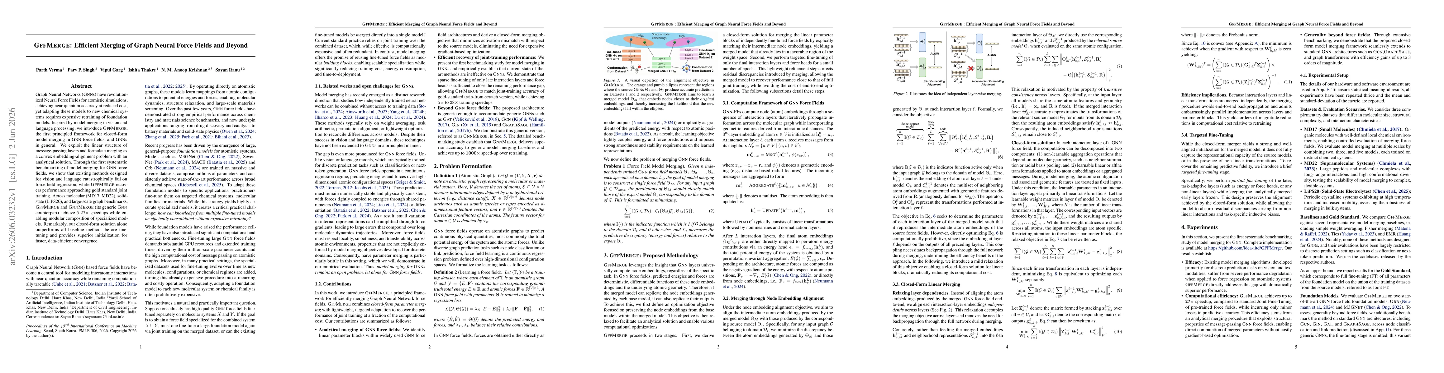 Thumbnail for GFFMERGE: Efficient Merging of Graph Neural Force Fields and Beyond
