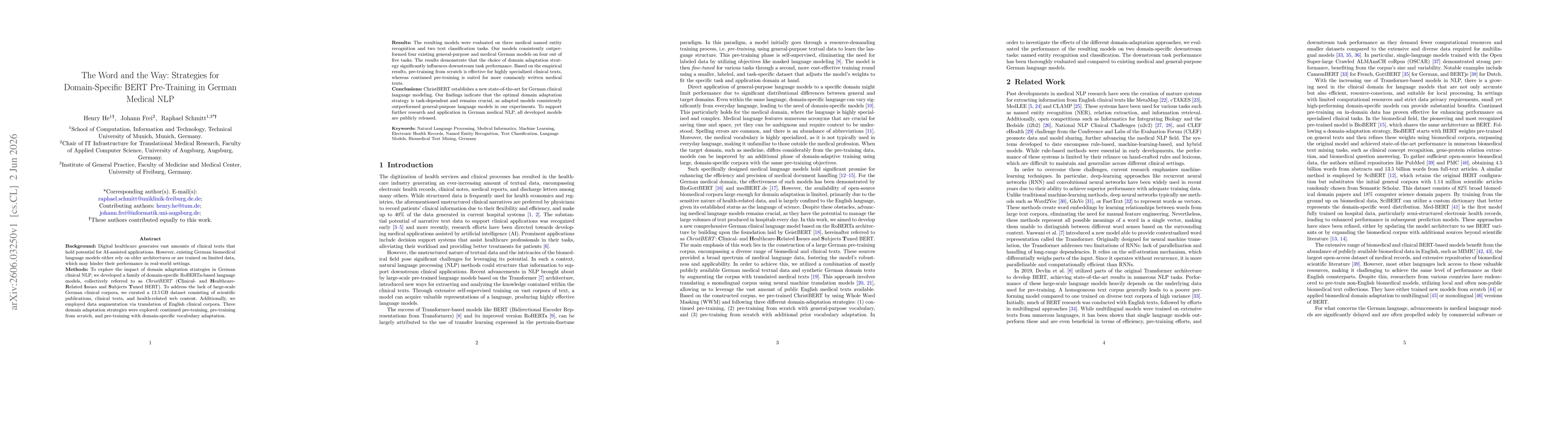 Thumbnail for The Word and the Way: Strategies for Domain-Specific BERT Pre-Training in German Medical NLP