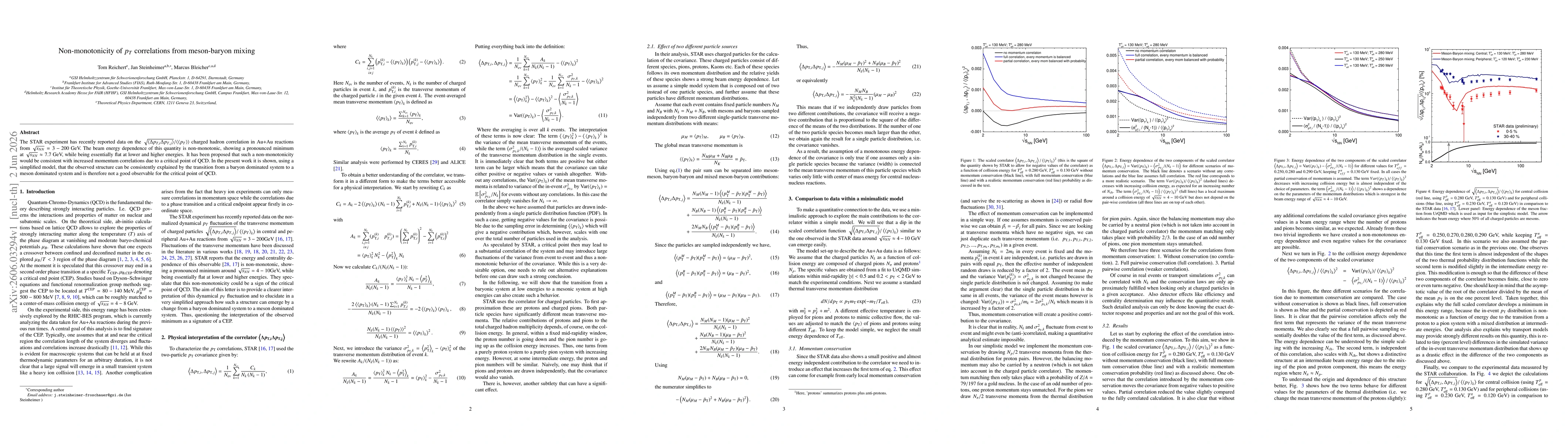 Thumbnail for Non-monotonicity of $p_T$ correlations from meson-baryon mixing