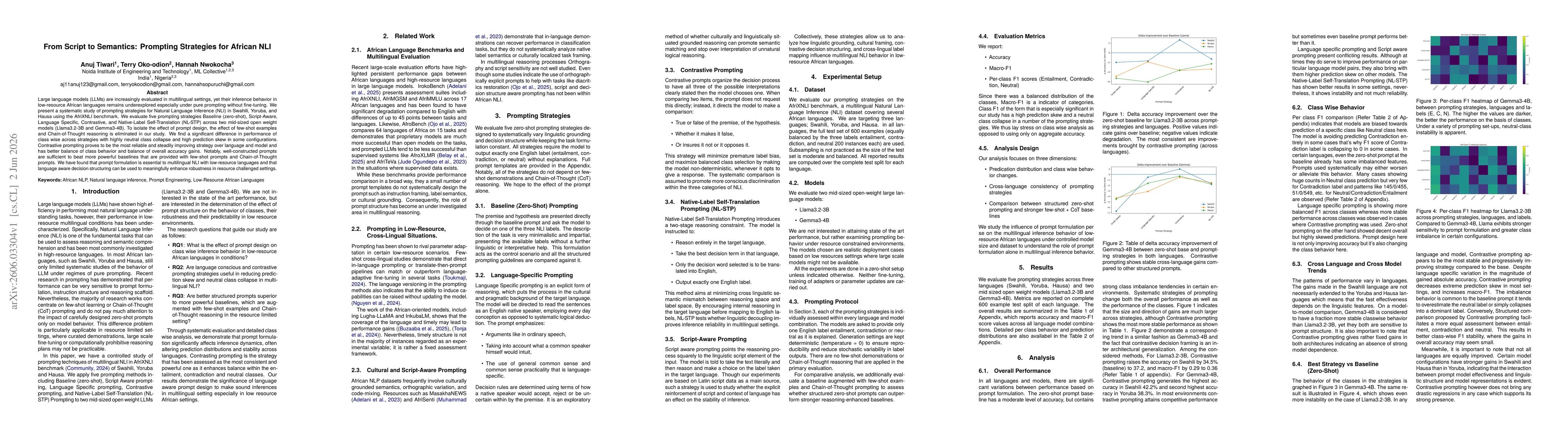 Thumbnail for From Script to Semantics: Prompting Strategies for African NLI