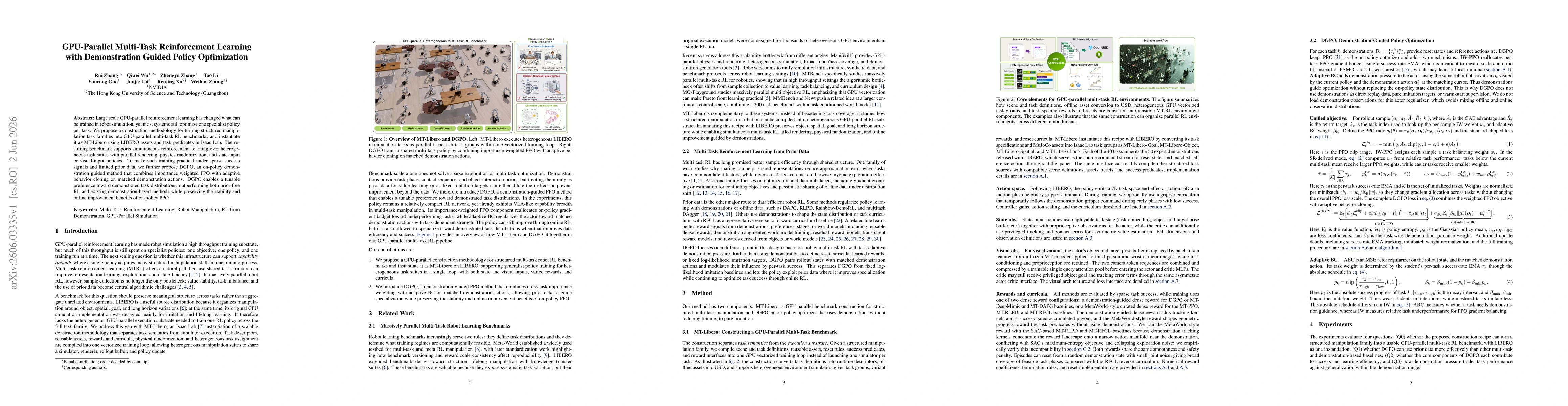 Thumbnail for GPU-Parallel Multi-Task Reinforcement Learning with Demonstration Guided Policy Optimization
