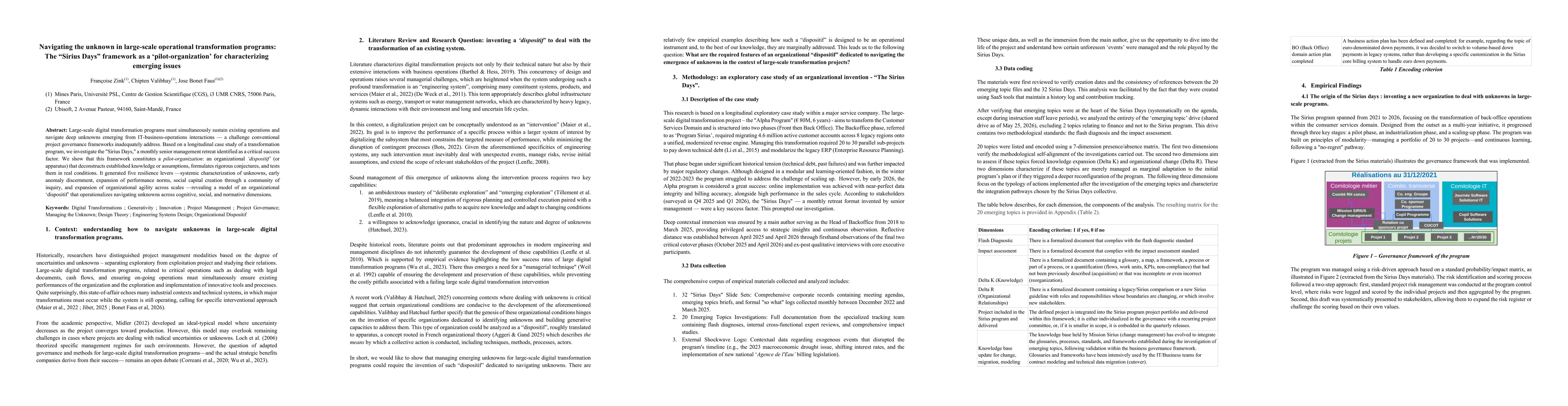 Thumbnail for Navigating the unknown in large-scale operational transformation programs: The "Sirius Days" framework as a 'pilot-organization' for characterizing emerging issues