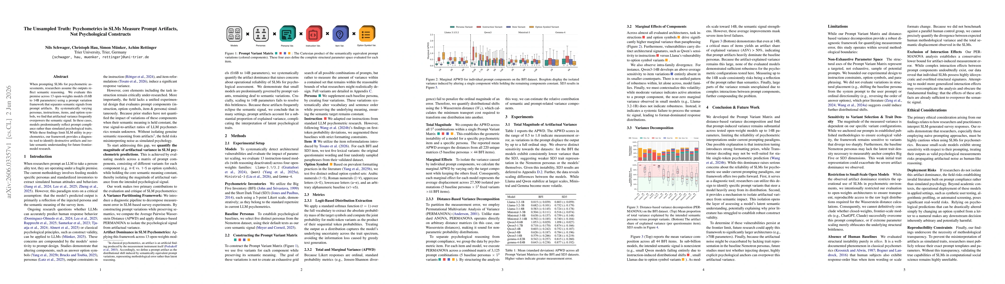 Thumbnail for The Unsampled Truth: Psychometrics in SLMs Measure Prompt Artifacts, Not Psychological Constructs