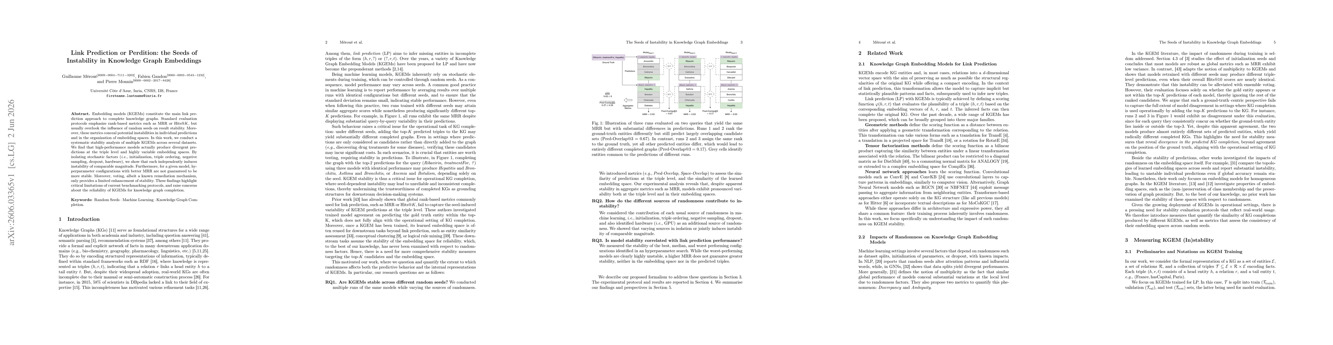 Thumbnail for Link Prediction or Perdition: the Seeds of Instability in Knowledge Graph Embeddings