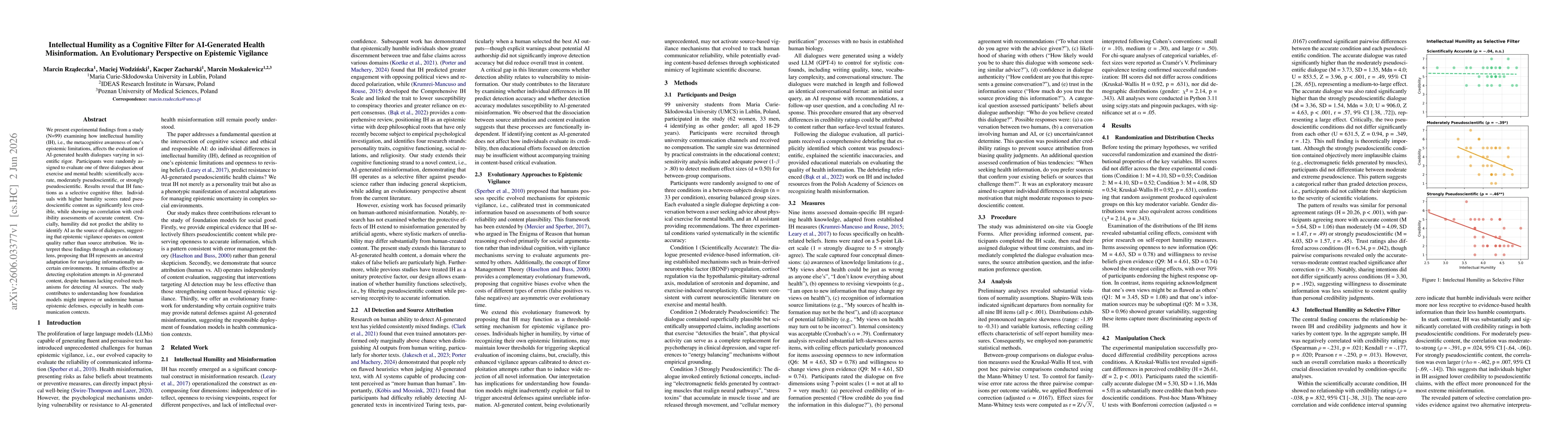 Thumbnail for Intellectual Humility as a Cognitive Filter for AI-Generated Health Misinformation. An Evolutionary Perspective on Epistemic Vigilance