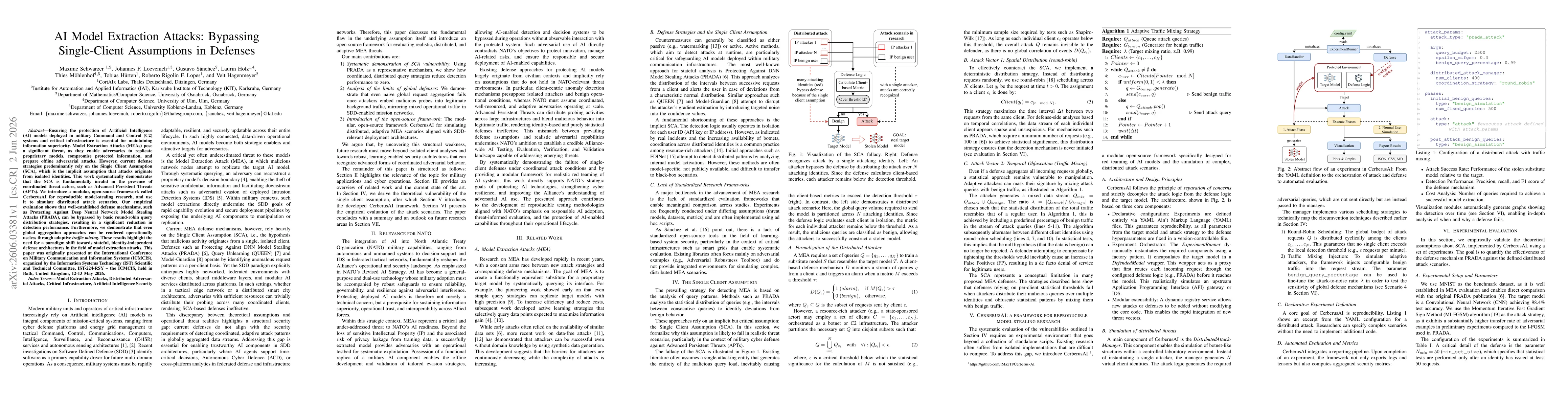 Thumbnail for AI Model Extraction Attacks: Bypassing Single-Client Assumptions in Defenses