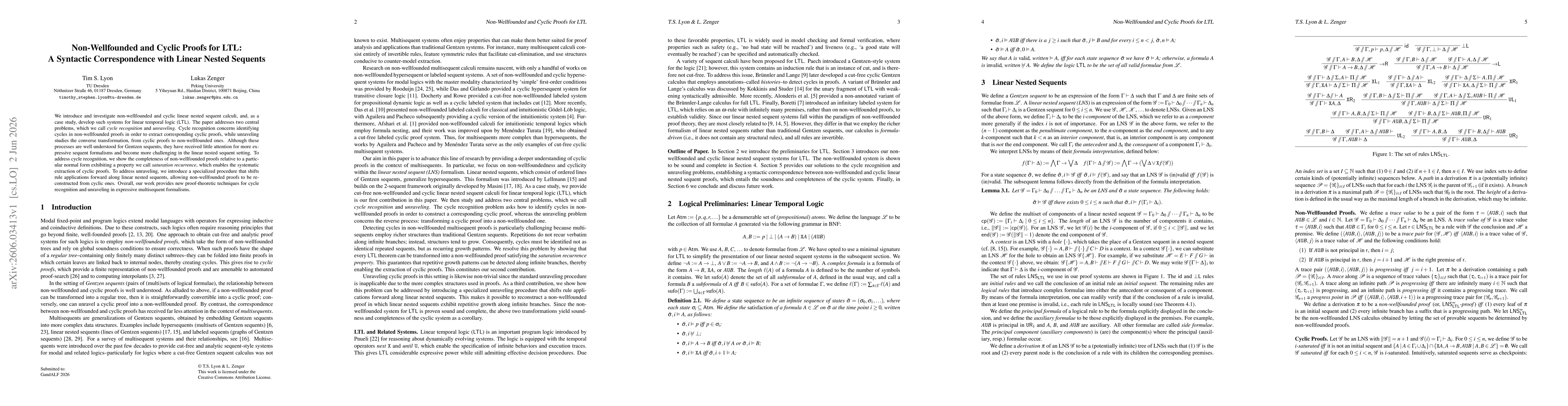 Thumbnail for Non-Wellfounded and Cyclic Proofs for LTL: A Syntactic Correspondence with Linear Nested Sequents