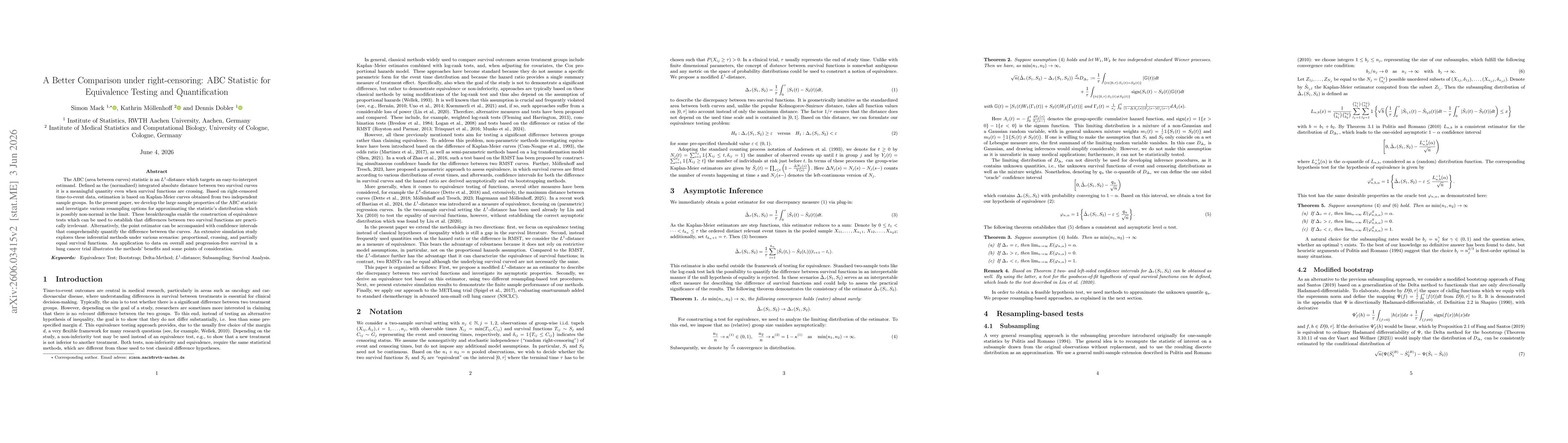 Thumbnail for A Better Comparison under right-censoring: ABC Statistic for Equivalence Testing and Quantification