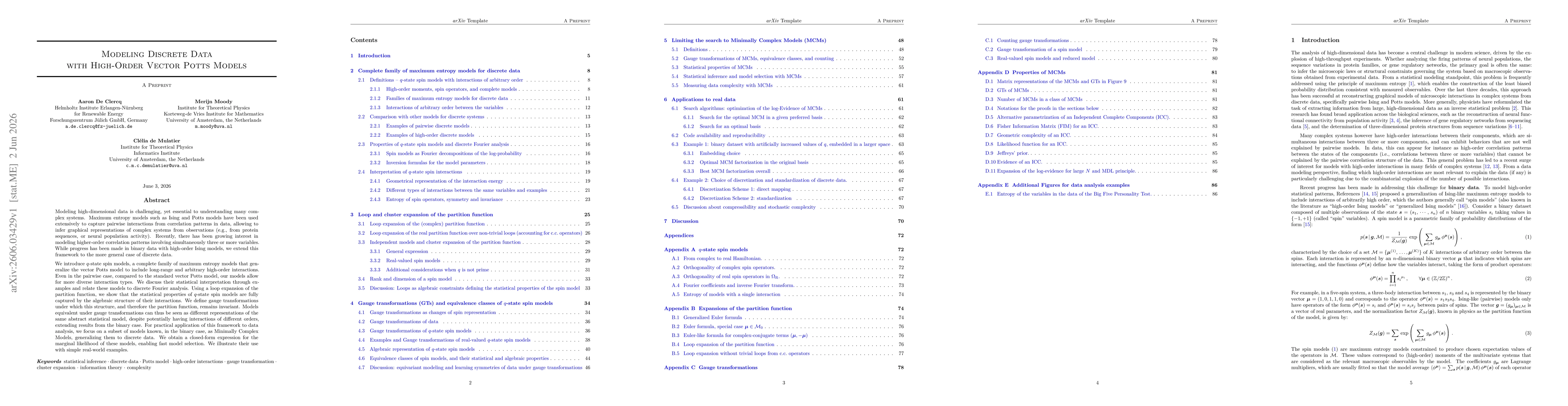 Thumbnail for Modeling Discrete Data with High-Order Vector Potts Models