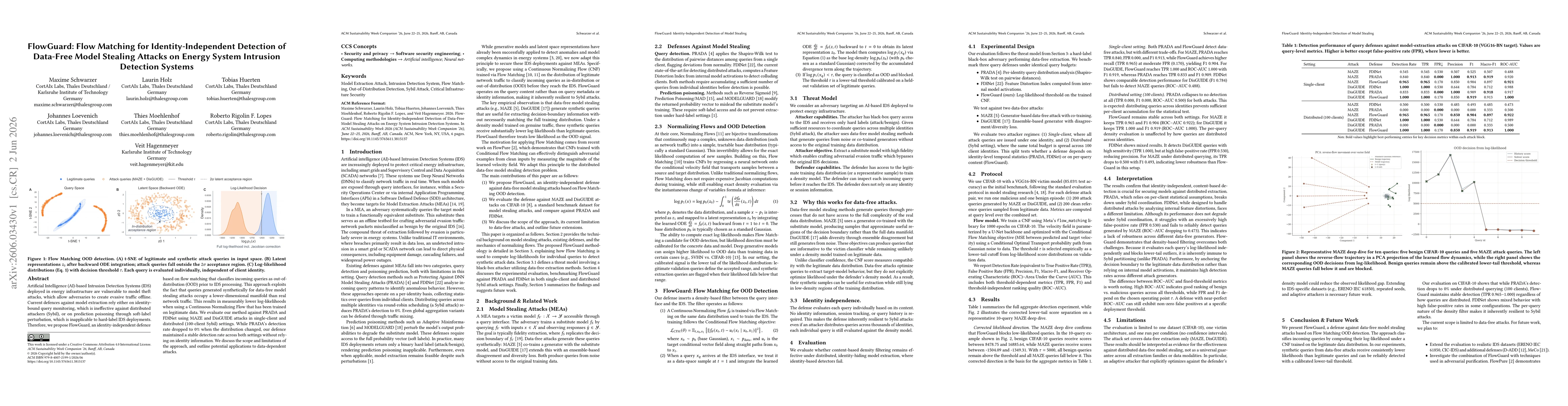Thumbnail for FlowGuard: Flow Matching for Identity-Independent Detection of Data-Free Model Stealing Attacks on Energy System Intrusion Detection Systems
