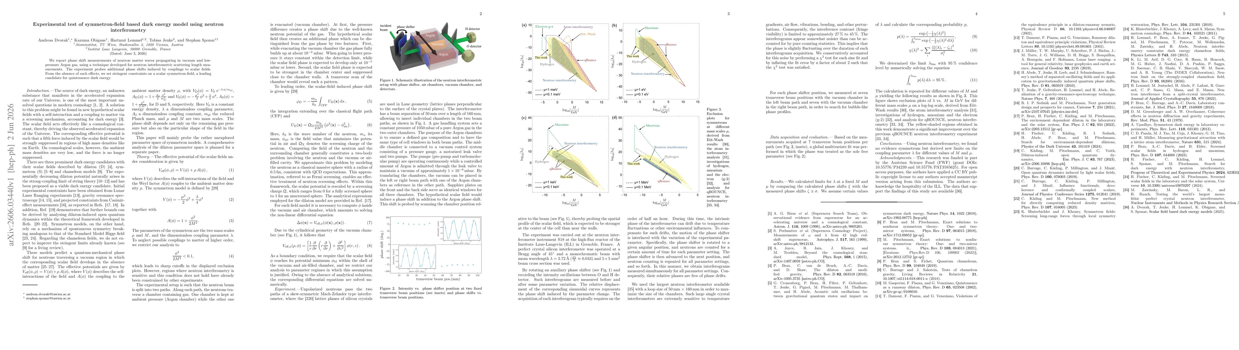 Thumbnail for Experimental test of symmetron-field based dark energy model using neutron interferometry