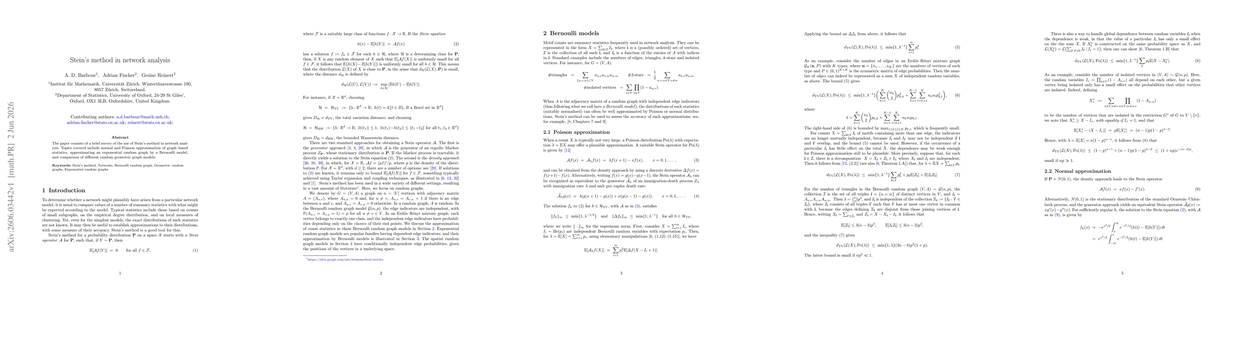 Thumbnail for Stein's method in network analysis