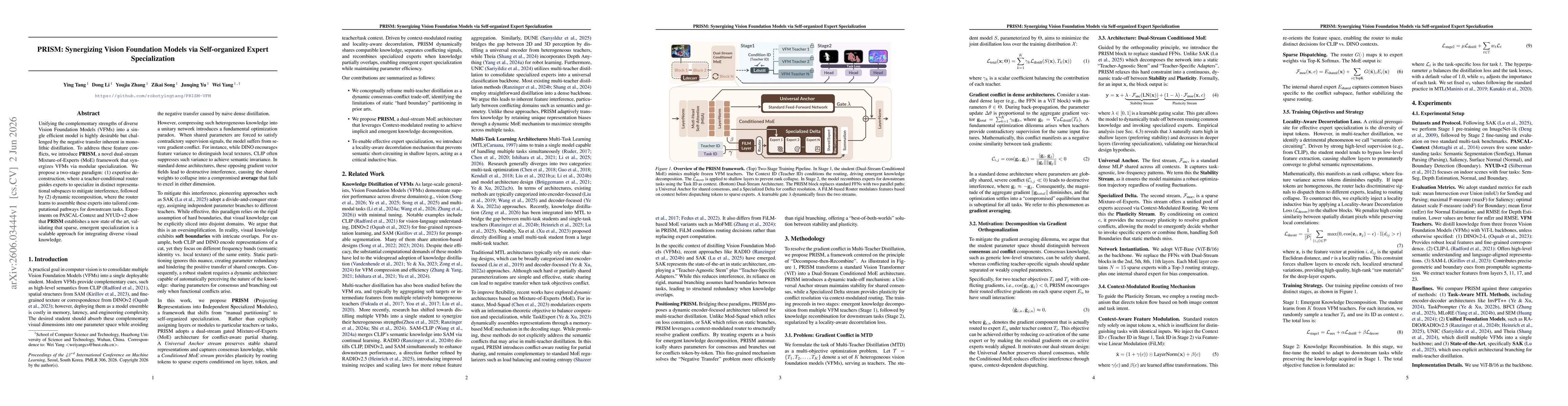 Thumbnail for PRISM: Synergizing Vision Foundation Models via Self-organized Expert Specialization