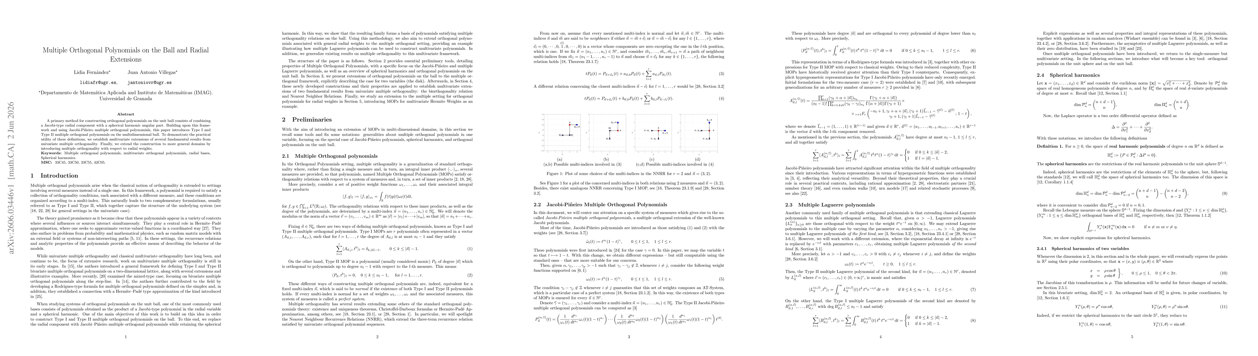 Thumbnail for Multiple Orthogonal Polynomials on the Ball and Radial Extensions