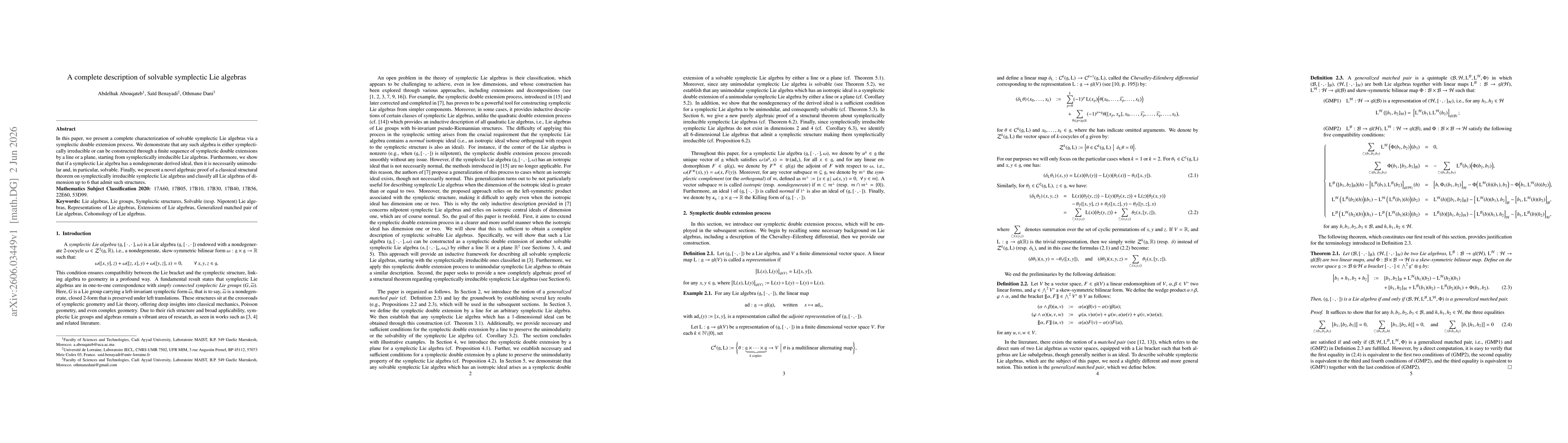 Thumbnail for A complete description of solvable symplectic Lie algebras
