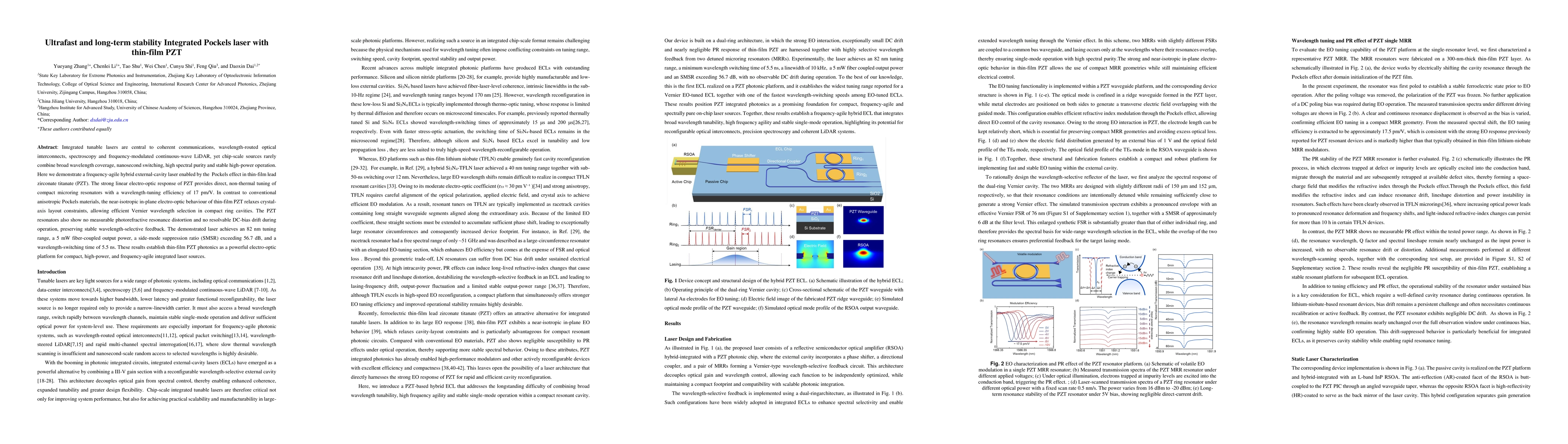Thumbnail for Ultrafast and long-term stability Integrated Pockels laser with thin-film PZT