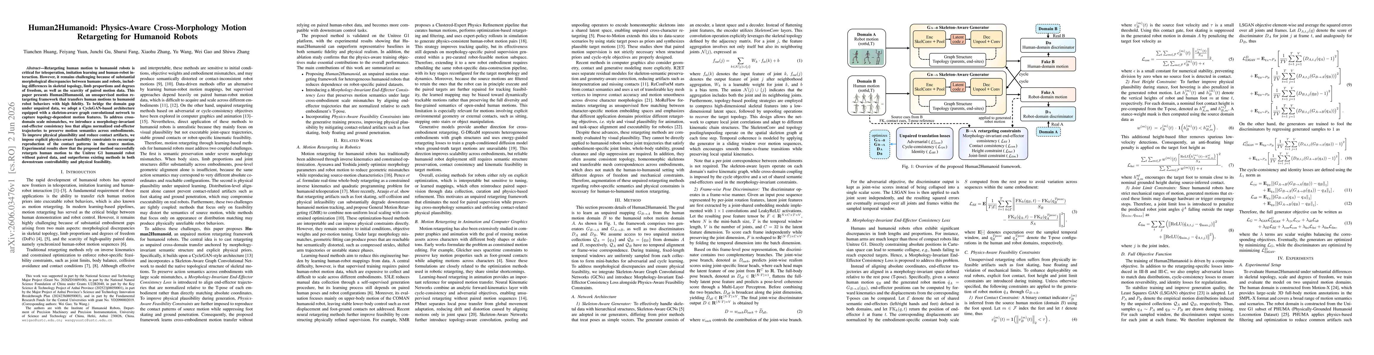 Thumbnail for Human2Humanoid: Physics-Aware Cross-Morphology Motion Retargeting for Humanoid Robots