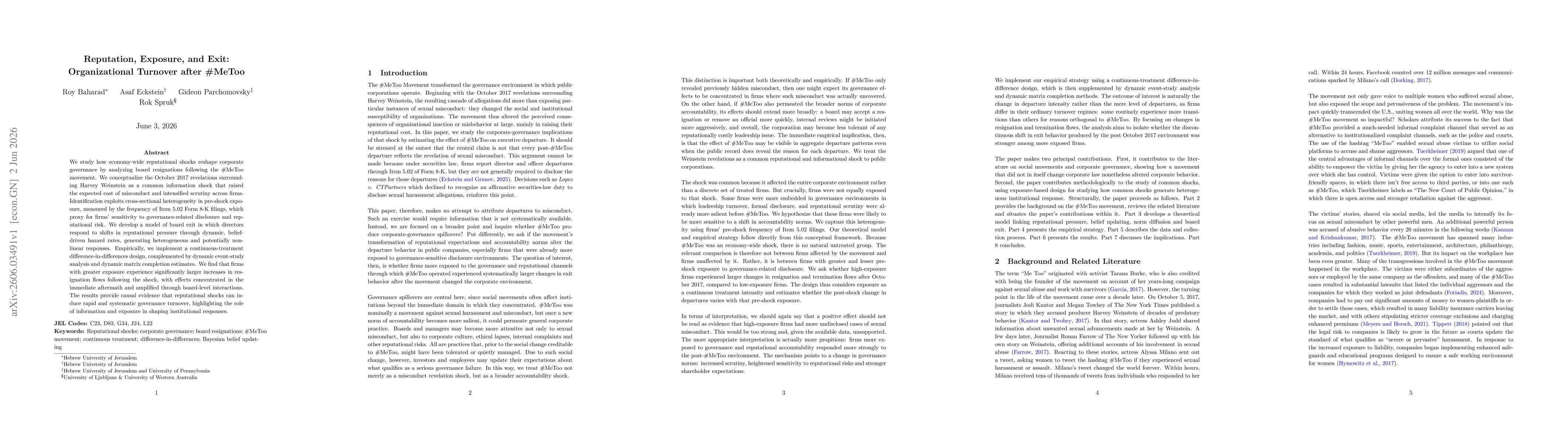 Thumbnail for Reputation, Exposure, and Exit: Organizational Turnover after #MeToo
