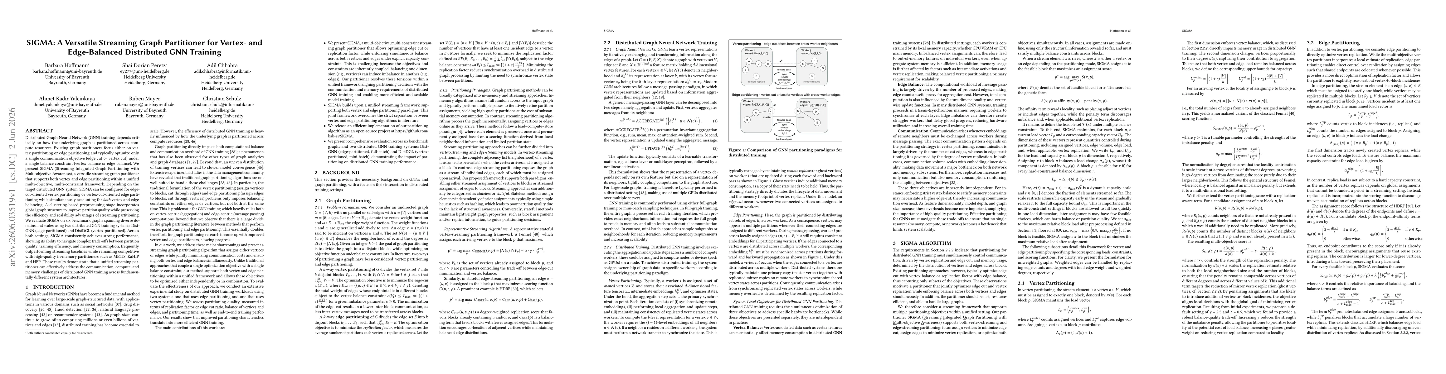 Thumbnail for SIGMA: A Versatile Streaming Graph Partitioner for Vertex- and Edge-Balanced Distributed GNN Training