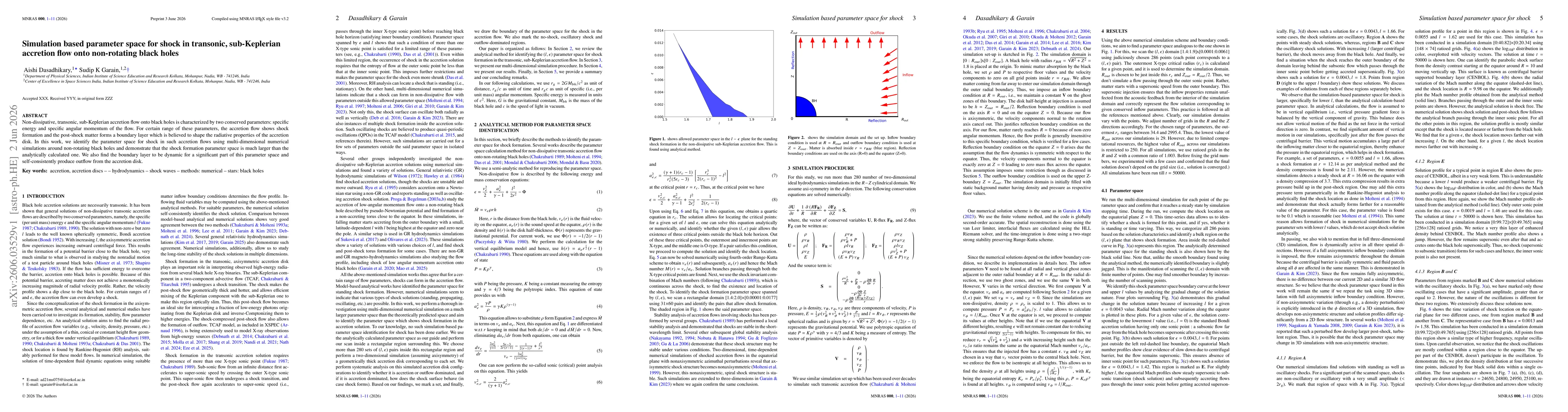 Thumbnail for Simulation based parameter space for shock in transonic, sub-Keplerian accretion flow onto non-rotating black holes