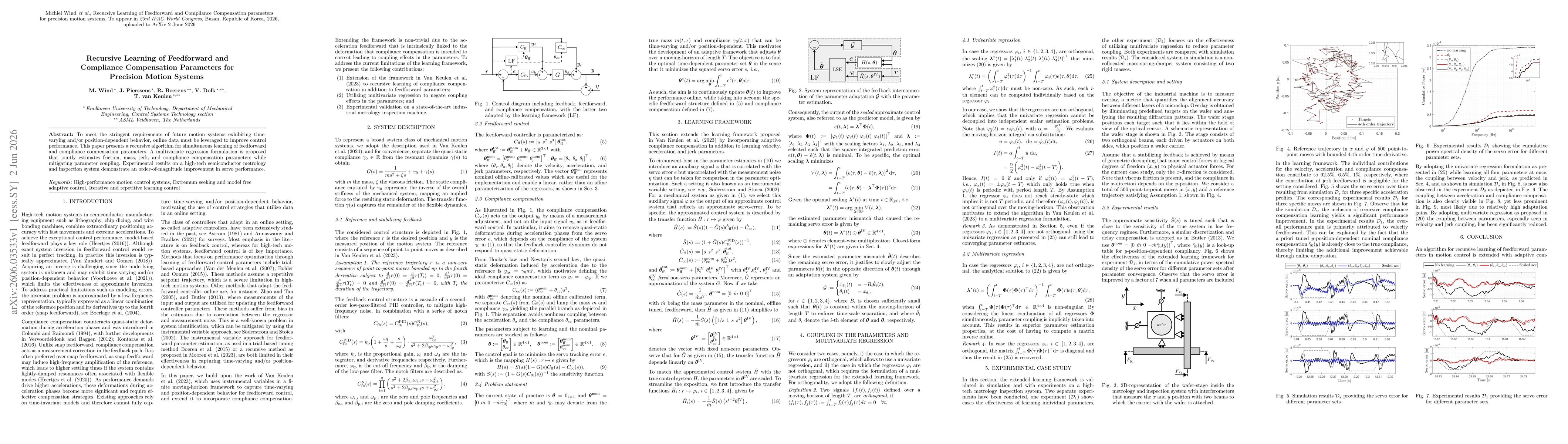 Thumbnail for Recursive Learning of Feedforward and Compliance Compensation Parameters for Precision Motion Systems