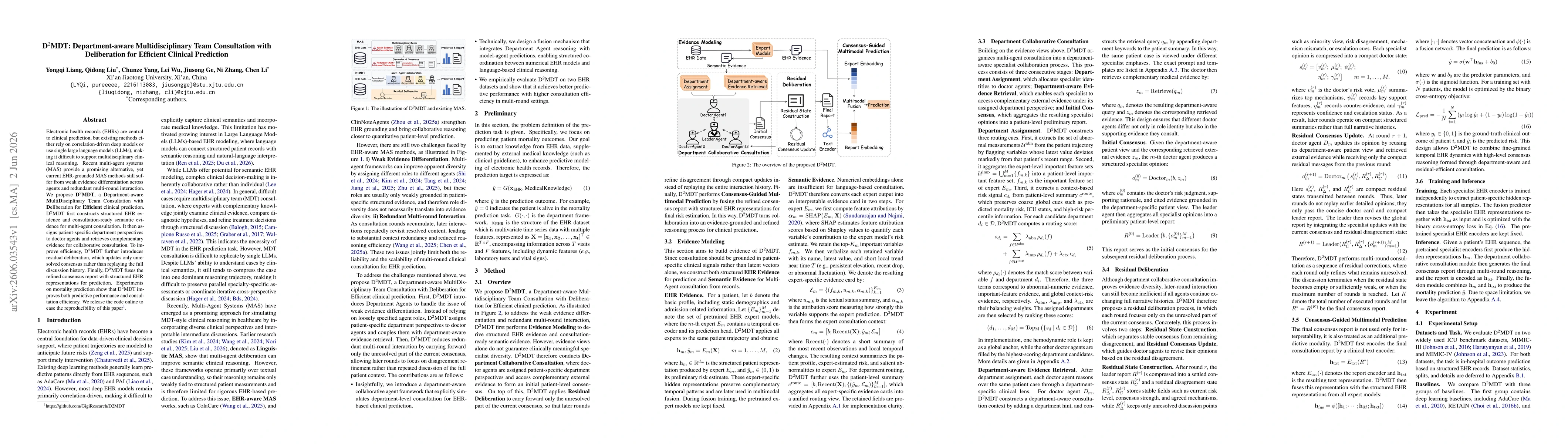 Thumbnail for D2MDT: Department-aware Multidisciplinary Team Consultation with Deliberation for Efficient Clinical Prediction