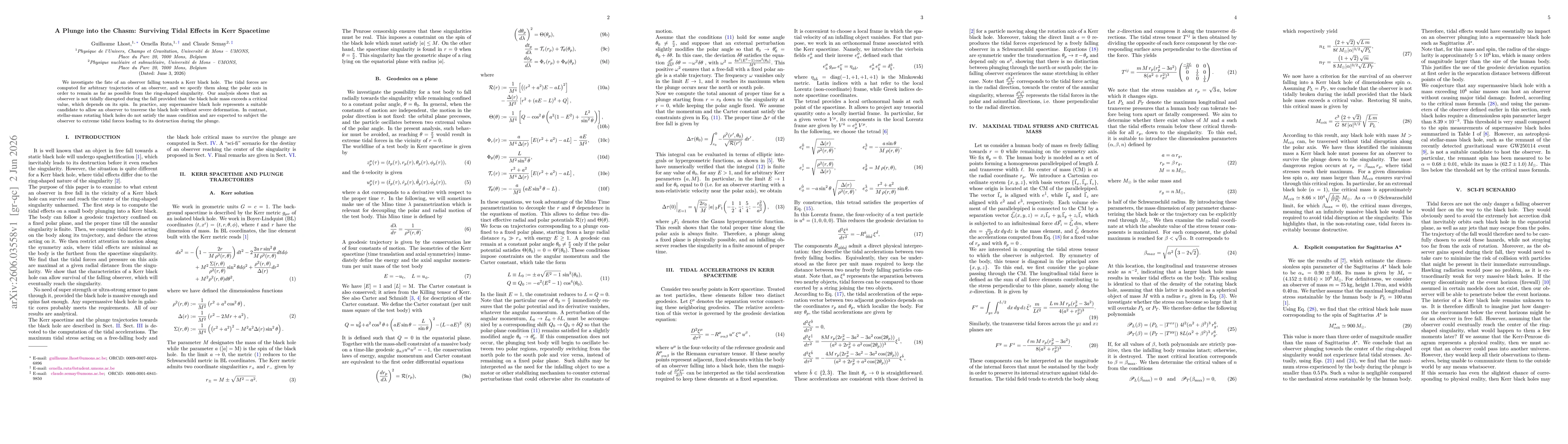 Thumbnail for A Plunge into the Chasm: Surviving Tidal Effects in Kerr Spacetime